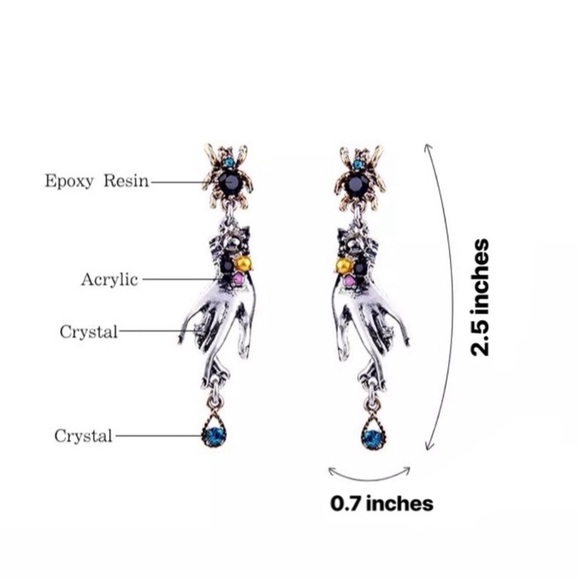 Spider Earrings With Dangling Hands - Picture 6 of 8